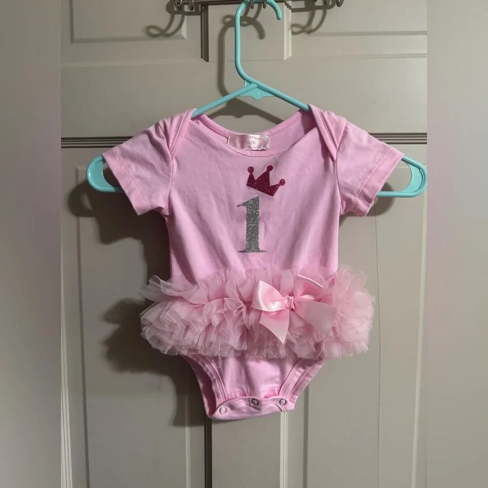 Girls First Birthday Ballerina Tutu Bodysuit Pink Size 18 Months
